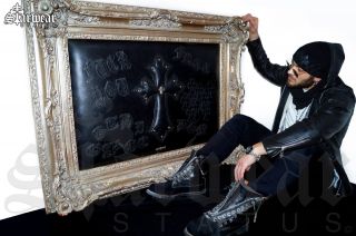 Chrome Hearts X Amal Guessous Leather Artwork Silver Frame Gothic Cross Design