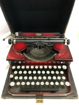 Vintage Royal Portable Typewriter - Red C.  1930 (?)