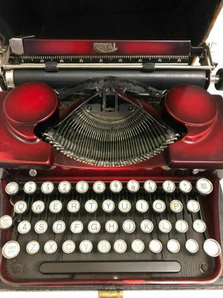 Vintage Royal Portable Typewriter - Red c.  1930 (?) 2