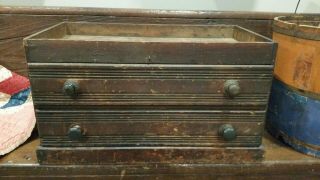 OLD PRIMITIVE ANTIQUE COUNTY STORE TWO DRAWER STORAGE BOX CABINET CHEST.  AAFA 2