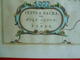 Map Of Holy Island Lindisfarne Farne : Johannes Blaeu - Dutch Text 1634 - 1672