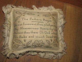 Rare Antique Christening Cushion Pin Embellishment Verse