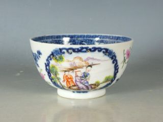 Chinese Blue And White Famille Rose Porcelain Tea Bowl Qianlong 18thc