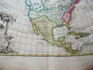 1778 ZANNONI - rare map: AMERICA NORTH,  UNITED STATES,  TEXAS USA CANADA YORK 5