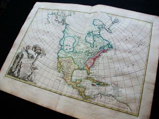 1778 ZANNONI - rare map: AMERICA NORTH,  UNITED STATES,  TEXAS USA CANADA YORK 6