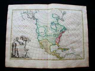 1778 ZANNONI - rare map: AMERICA NORTH,  UNITED STATES,  TEXAS USA CANADA YORK 7