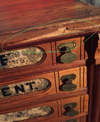 ON Clark’s Six - Drawer Antique Thread Cabinet Oak Spool Chest 8