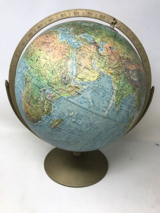 Vintage 1960s Replogle Land And Sea Series Globe Earth Rare 12 " Raised Relief