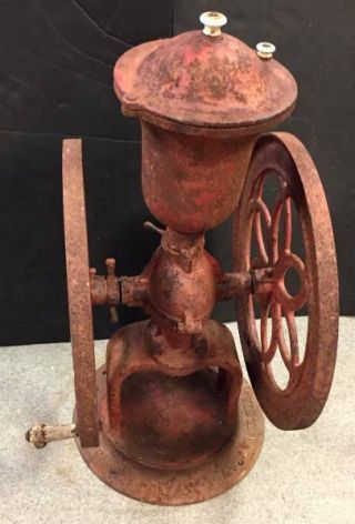 Antique No.  712 Enterprise Mfg.  Co.  Large General Store Two Wheel Coffee Grinder 2