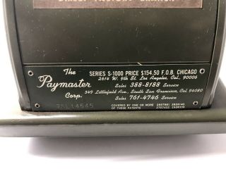 Vintage Paymaster Series S - 1000 Check Writer Industrial Patent 4