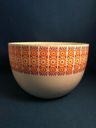 Vintage Mid Century Modern Arabia Finel Enamel Orange And Purple Floral Bowl