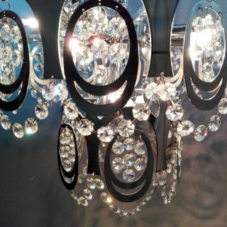 Gaetano Sciolari Vintage Italian 60s four lights crystal and chrome chandelier. 7