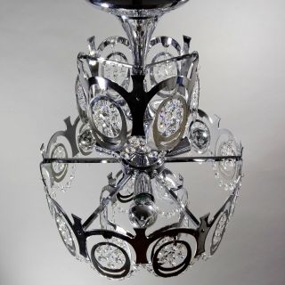 Gaetano Sciolari Vintage Italian 60s four lights crystal and chrome chandelier. 9