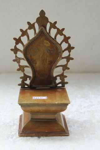 Antique Old Solid Brass Rare Hindu Religious Statue Stand Shrine Bajot Nh6110