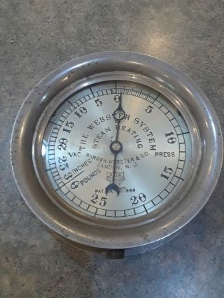 Vintage 7” Webster System Of Steam Heating Pressure Vacuum Gauge