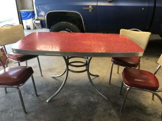 Vintage 1950 ' s formica table and chairs. 3