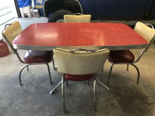 Vintage 1950 ' s formica table and chairs. 6