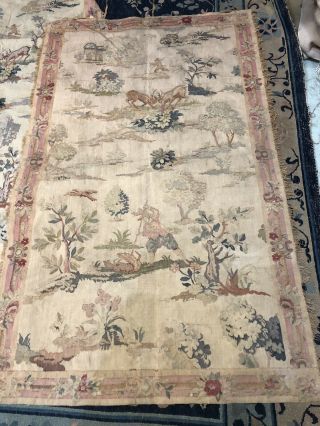 Auth: 19th C French Hand Loomed Fine Jaquard Tapestry 2 Of Pair 3x5 Ft No Reserv