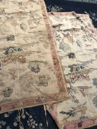 Auth: 19th C French Hand Loomed FINE Jaquard Tapestry 2 of pair 3x5 ft NO RESERV 7