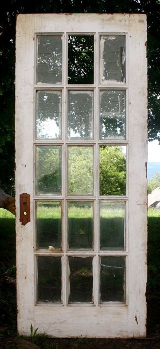 32 " X79 Antique Vintage Wood Exterior Entry French Door Window Beveled Glass Lite