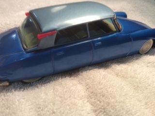 Vintage Bandai CITROEN DS19 Blue Sedan Tin Litho Friction Car W/ Box 11