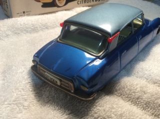 Vintage Bandai CITROEN DS19 Blue Sedan Tin Litho Friction Car W/ Box 4