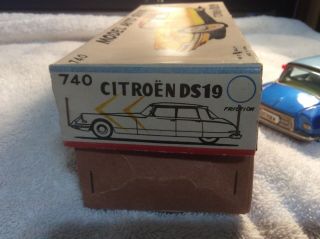 Vintage Bandai CITROEN DS19 Blue Sedan Tin Litho Friction Car W/ Box 6