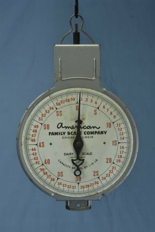 Vintage Hanging Dairy Scale American Family Co Chicago Il Capacity 60 Lbs 06708