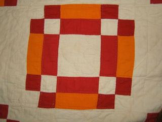 Vintage Antique Lovers Knot Cheddar Red & White Queen Quilt 80x80
