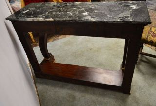 Antique French Empire Mahogany Console Hall Pier Table Marble Top 10