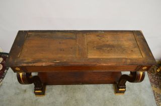 Antique French Empire Mahogany Console Hall Pier Table Marble Top 11