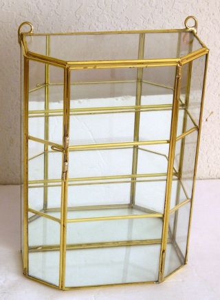10 " Tall Glass & Brass Small Curio Display Cabinet