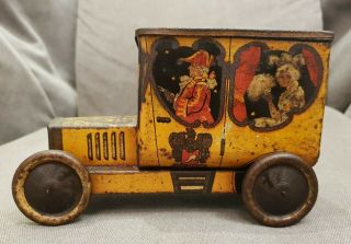 Hudson Scott Cinderella Motor Car / Carriage Figural Biscuit Tin,  England,  1912