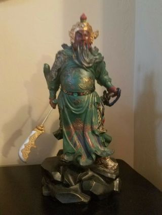 Chinese Dragon Warrior Guan Gong Yu Guan Yu General Hold Sword Statue
