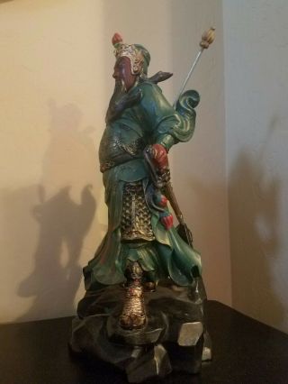Chinese Dragon Warrior Guan Gong Yu Guan Yu General Hold Sword Statue 5