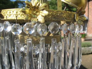 RARE ANTIQUE CRYSTAL & BRASS WATERFALL CHANDELIERS STUNNING SHAPE /4093 8