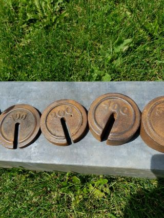 Vintage Platform Scale Weights_Fairbanks Antique Tool Howe General_With Hanger 3