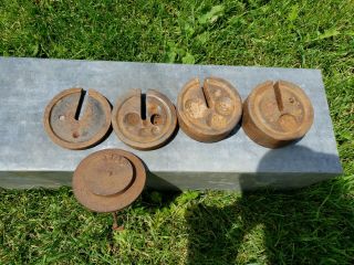 Vintage Platform Scale Weights_Fairbanks Antique Tool Howe General_With Hanger 5