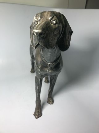 Antique Jennings Brothers JB 2568 Large Silver Plate Pointer Hunting Dog Figure 3