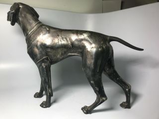 Antique Jennings Brothers JB 2568 Large Silver Plate Pointer Hunting Dog Figure 4