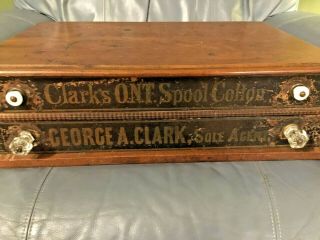 Clark ' s ONT Spool Cotton George A Clark Sole Agent General Store Wooden Cabinet 2