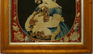 MID 19TH CENTURY NEEDLEPOINT OF A YOUNG GIRL WITH HER PET SPANIEL - c.  1860 3