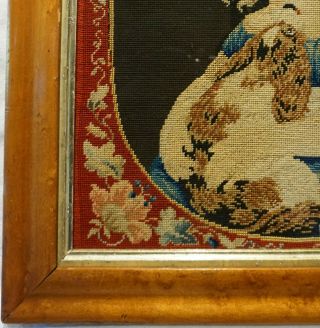 MID 19TH CENTURY NEEDLEPOINT OF A YOUNG GIRL WITH HER PET SPANIEL - c.  1860 6