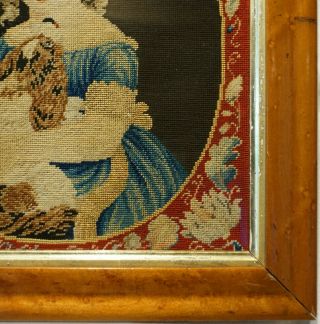 MID 19TH CENTURY NEEDLEPOINT OF A YOUNG GIRL WITH HER PET SPANIEL - c.  1860 7