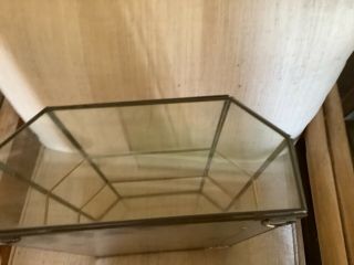 Vtg Brass Glass Table Top /Wall Curio Cabinet Display Shelf Case Mirror Back 5