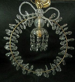 Vintage Chandelier Shape Of Wreath W Bow Laurel French Empire Wired Canopy