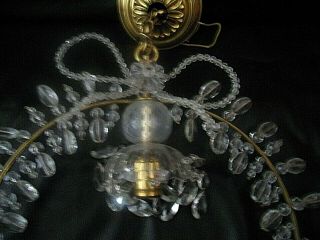 Vintage Chandelier Shape of Wreath W Bow Laurel French Empire Wired Canopy 4