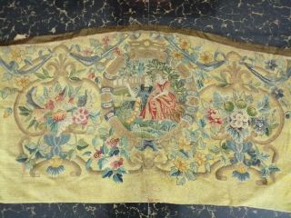 Antique 19c Aubusson French Net Hand Woven Embroidery Tapestry 36 " X23 (cm91x58)