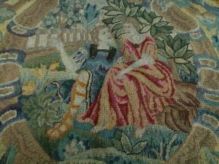 Antique 19c Aubusson French Net Hand Woven Embroidery Tapestry 36 