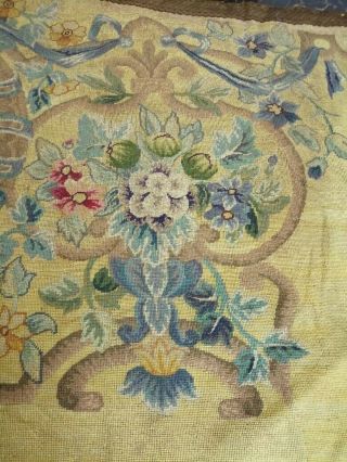 Antique 19c Aubusson French Net Hand Woven Embroidery Tapestry 36 